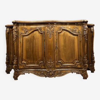 Curved and curved Louis XV style sideboard in walnut circa 1920