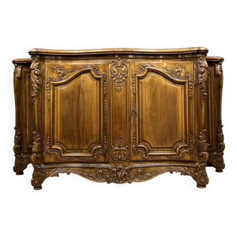 Curved and curved Louis XV style sideboard in walnut circa 1920
