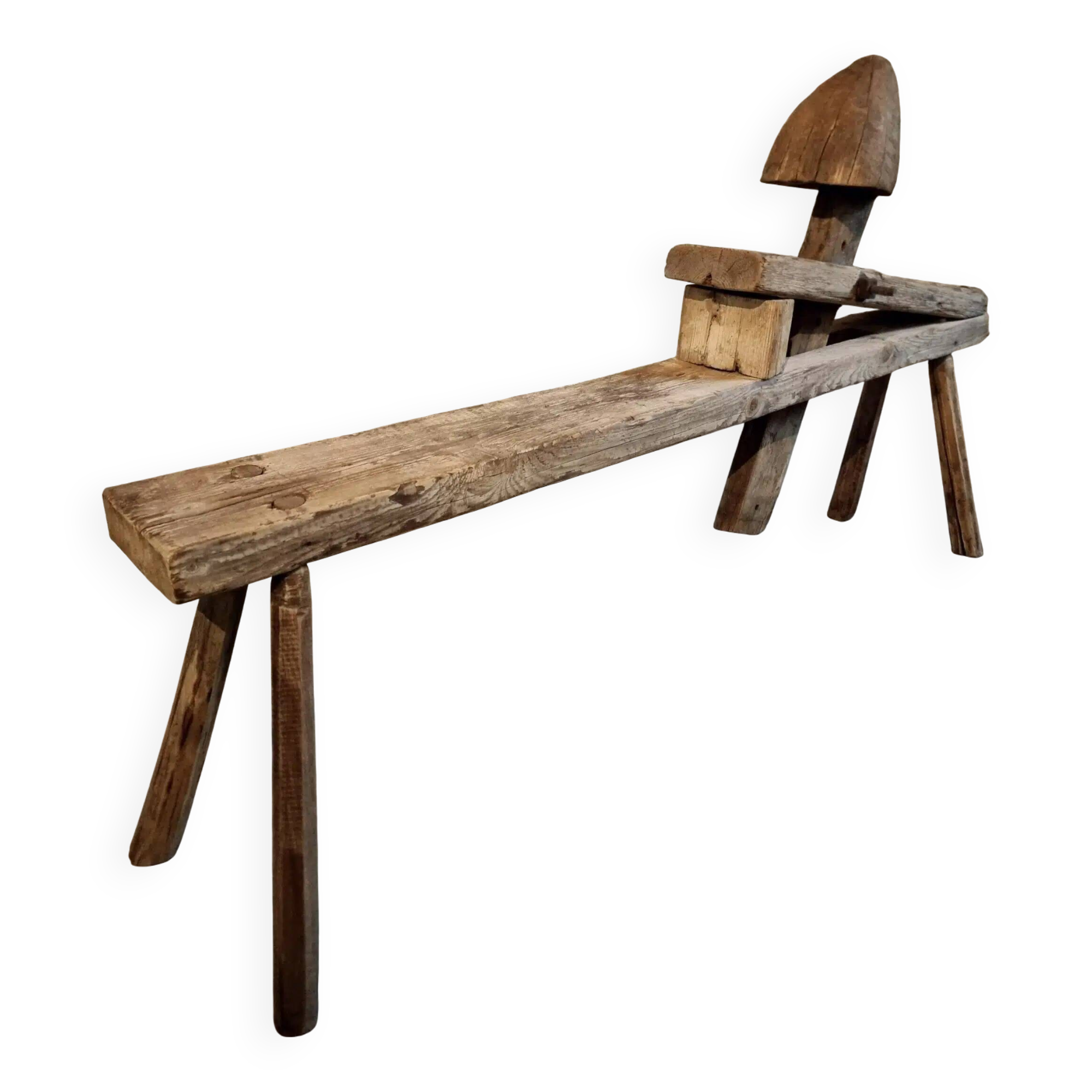 Antique French carpenter's easel – pine and oak carpenter's workbench – 19th century