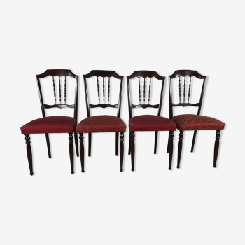 Ensemble de 4 chaises en bois vintage des années 60 avec assise rembourrée