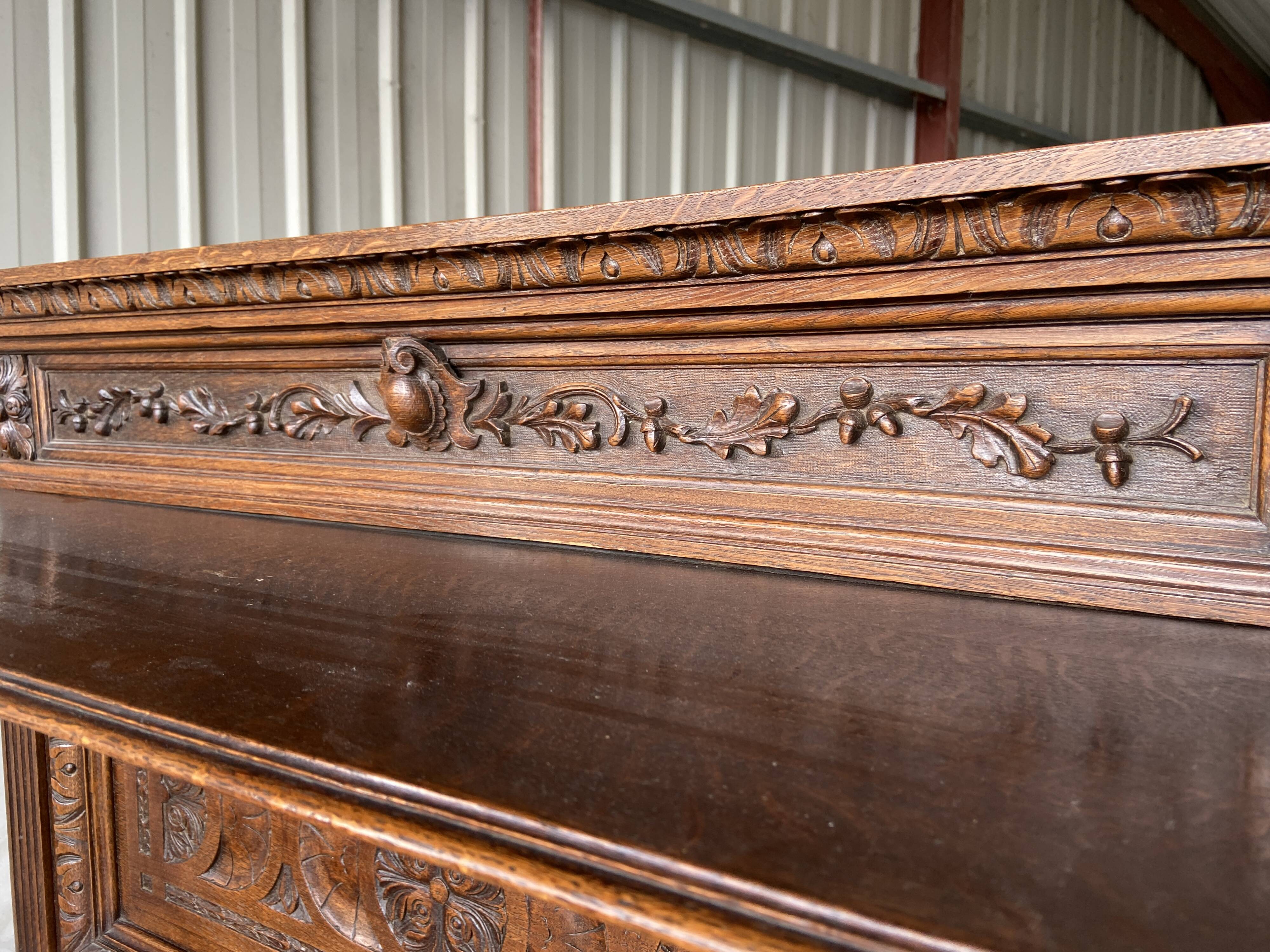 Neo Renaissance sideboard, France chateau Renaissance style Louis XIII carved oak 1880