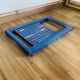 Blue painted wooden folding chair, Italy 1960