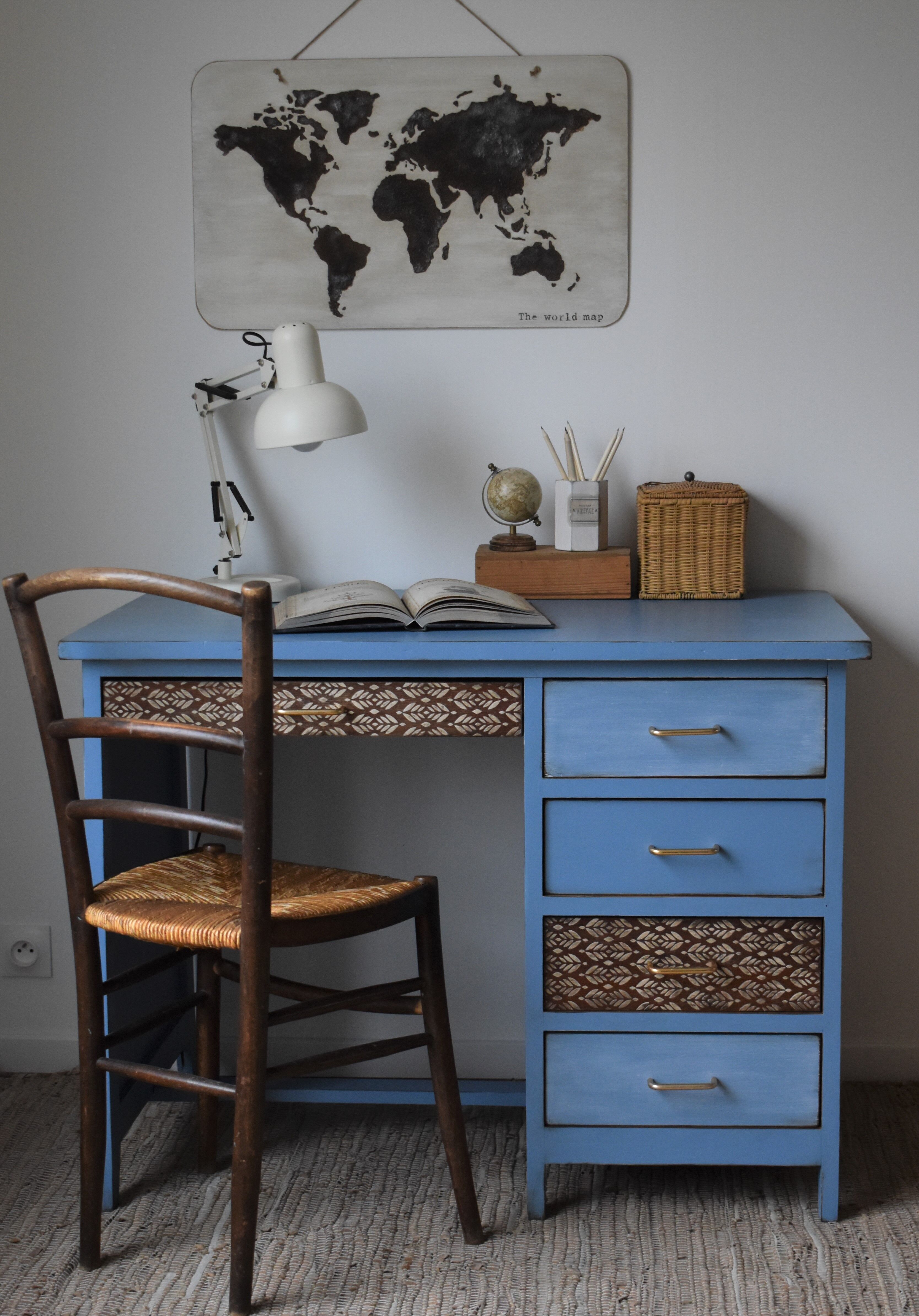 Vintage blue horizon desk
