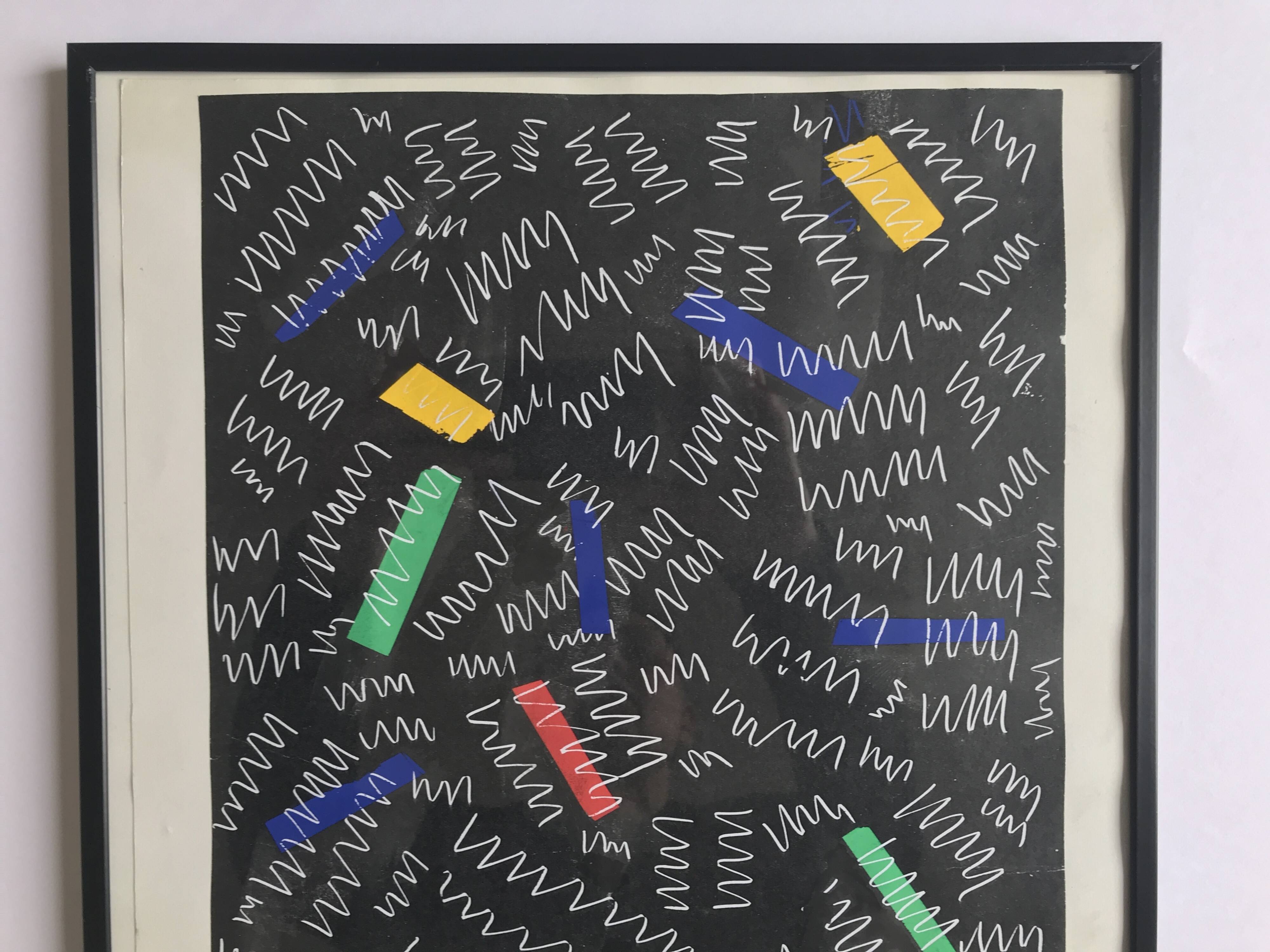 Elie Dayan, Untitled (abstract motif). Mixed media on paper.