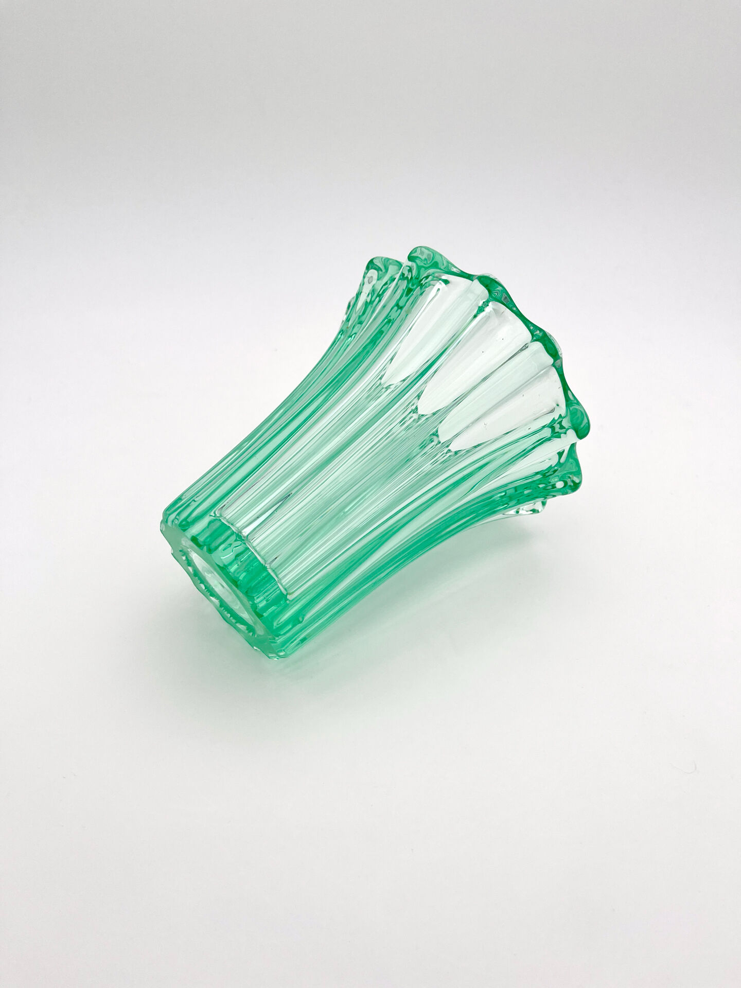 Art Deco Vase Pierre d'Avesn Moulded-Pressed Glass Emerald Green