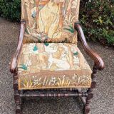 Fauteuil bobine ancien baroque france 17ème siècle tapisserie au petit point