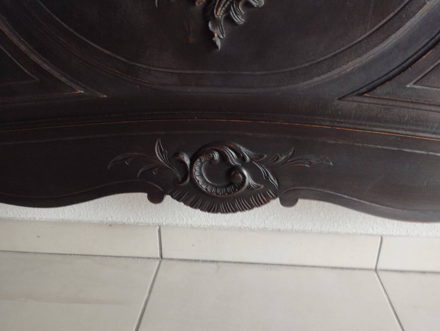 Rocaille Louis XV style headboard, black patina