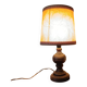 rustic chic turned wooden bedside lamp, leather shade