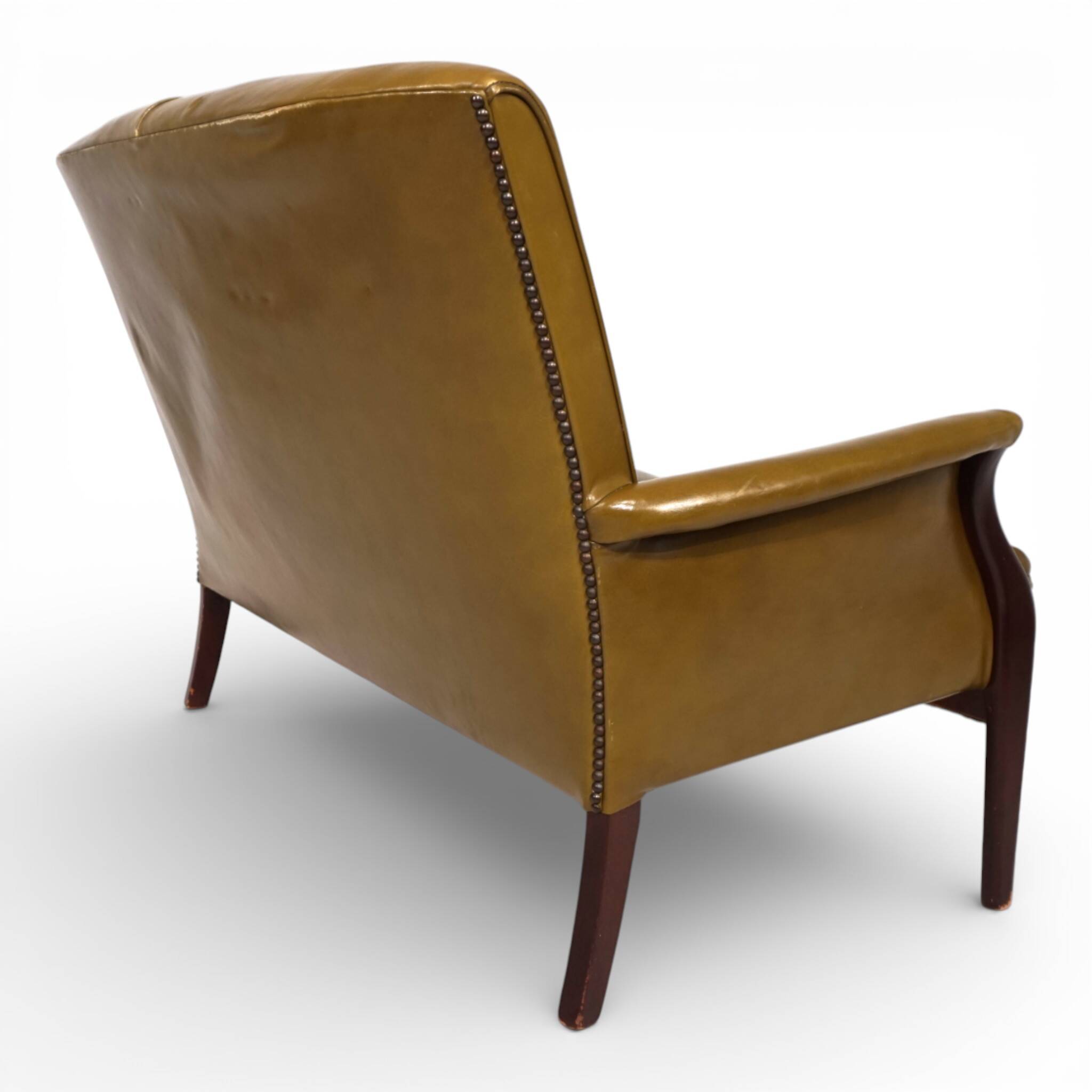 Two-seater green foam leather sofa Froxfield by Parker Knoll, 1960.
