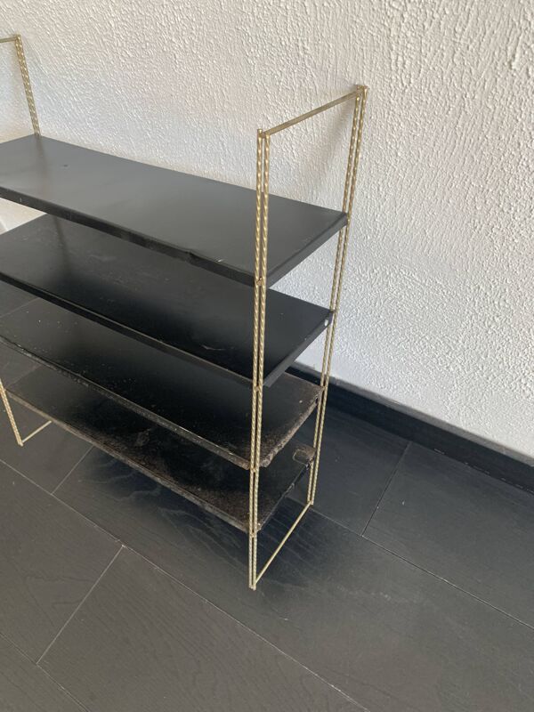 Etagère vintage 1960 String murale noir doré - 60 x 48 cm