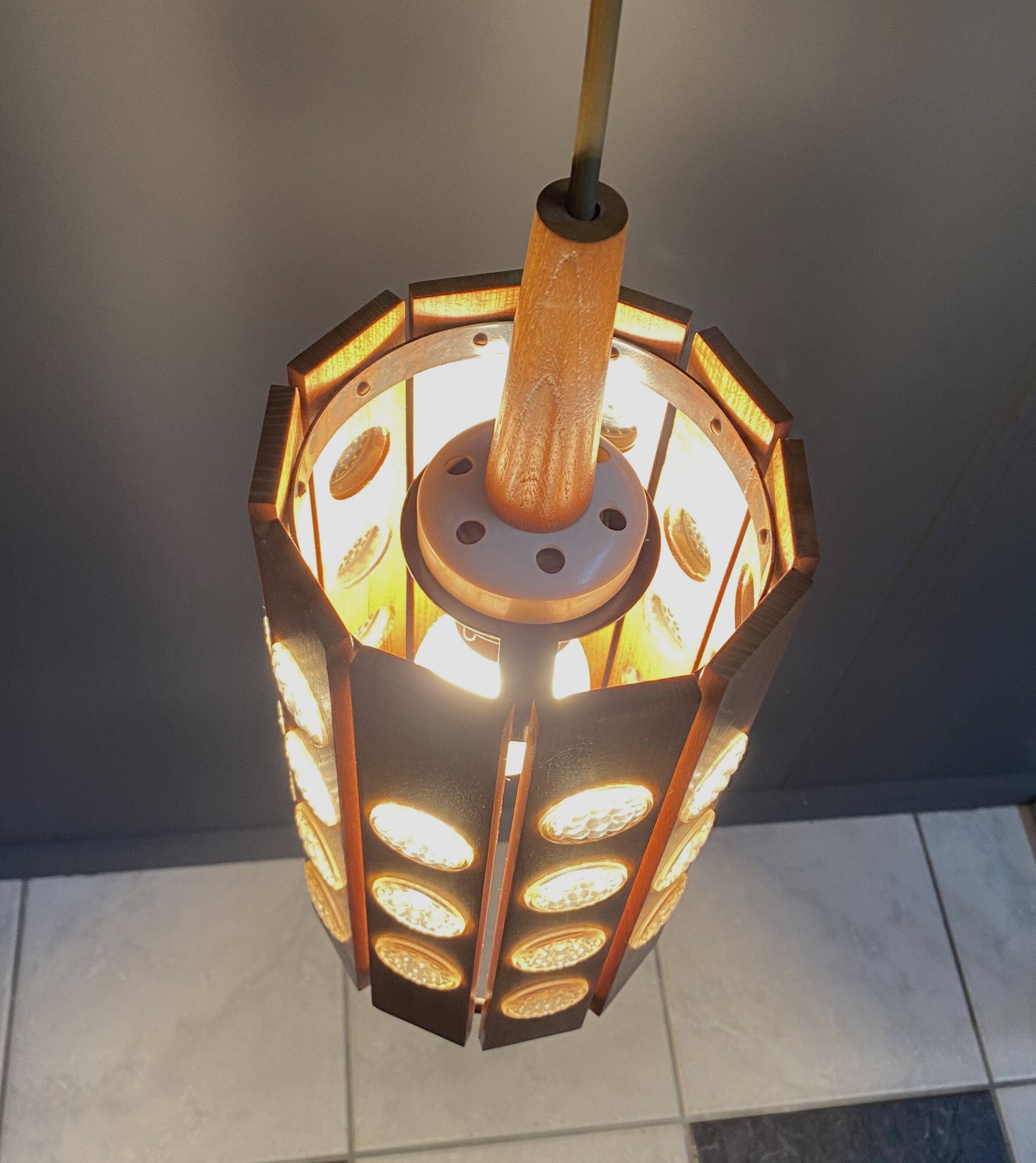 Set of 2 wood hang lamps 1970s