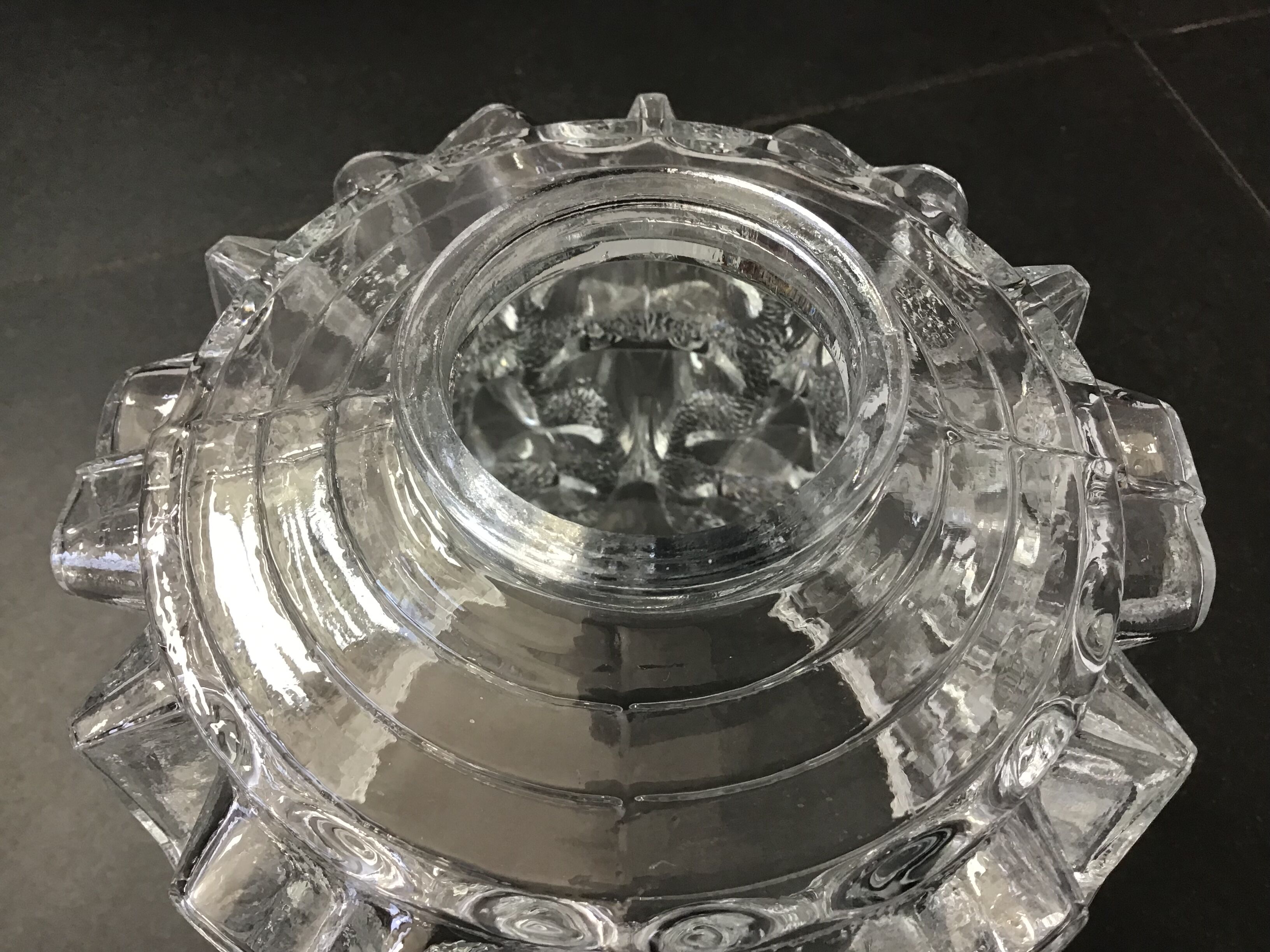 Moulded glass pendant lamp, 70s