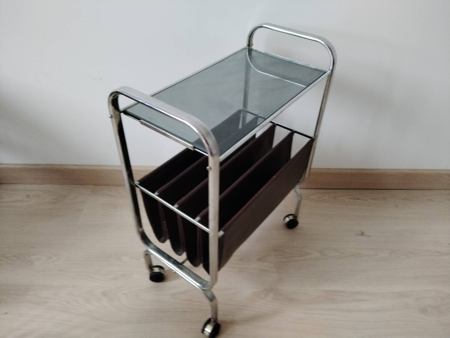 Original magazine holder, Vintage side table
