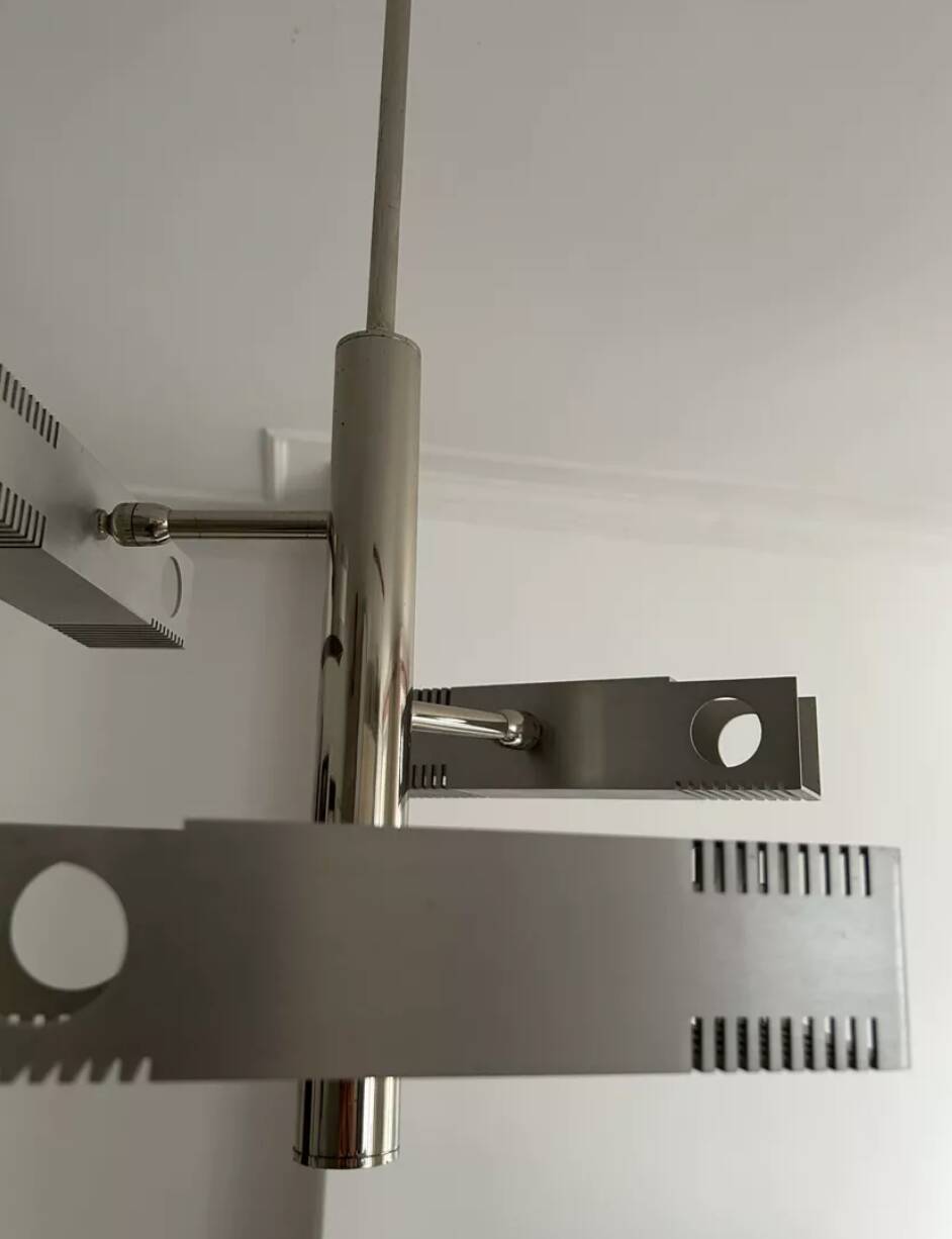 Henri Mathieu chandelier in chromed metal France 1960