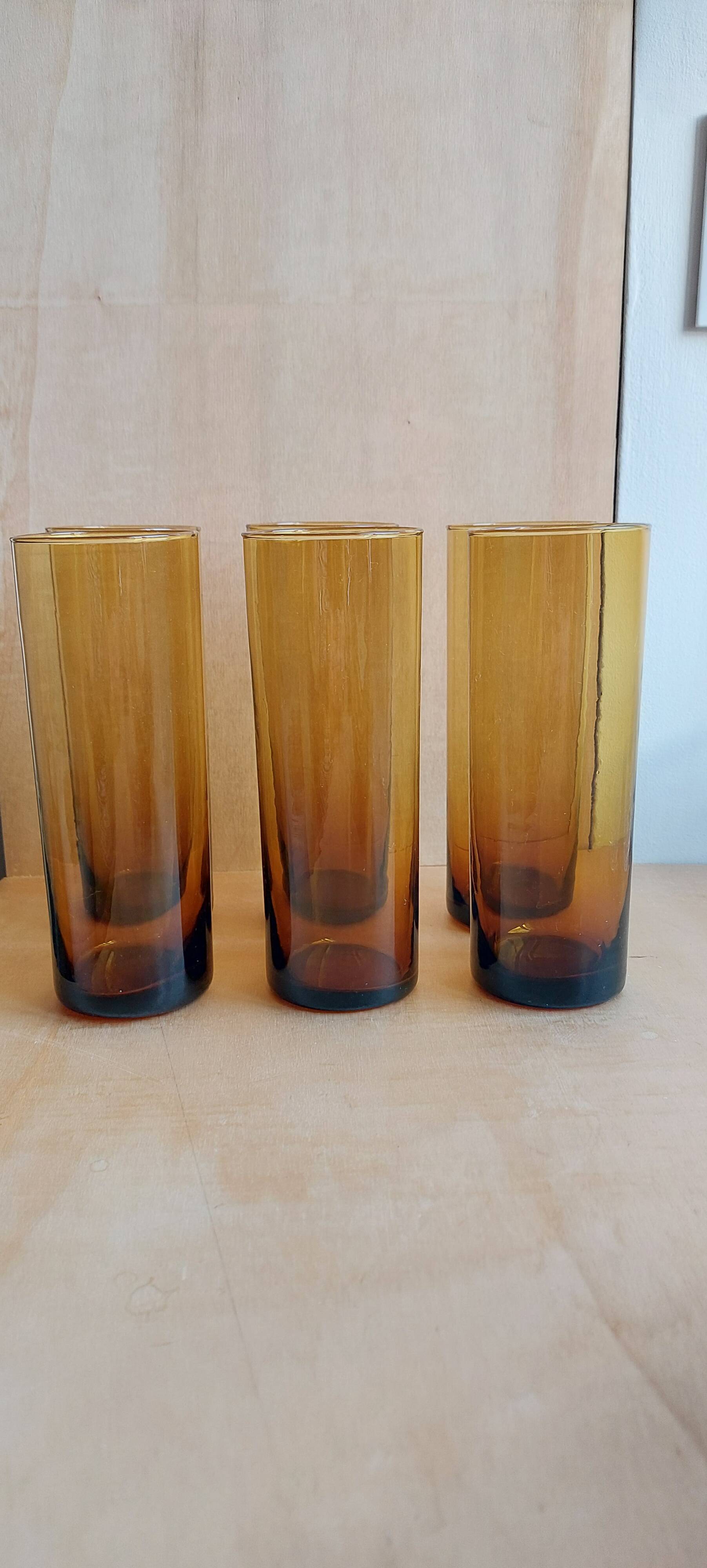 Set of 6 vintage amber glasses