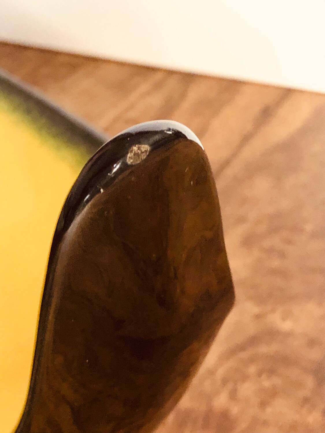 Large Céramidi tripod cup. Yellow and black. Signature incised Céramidi