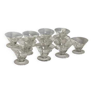 Set of 10 Art Deco ice cream (or fruit) bowls