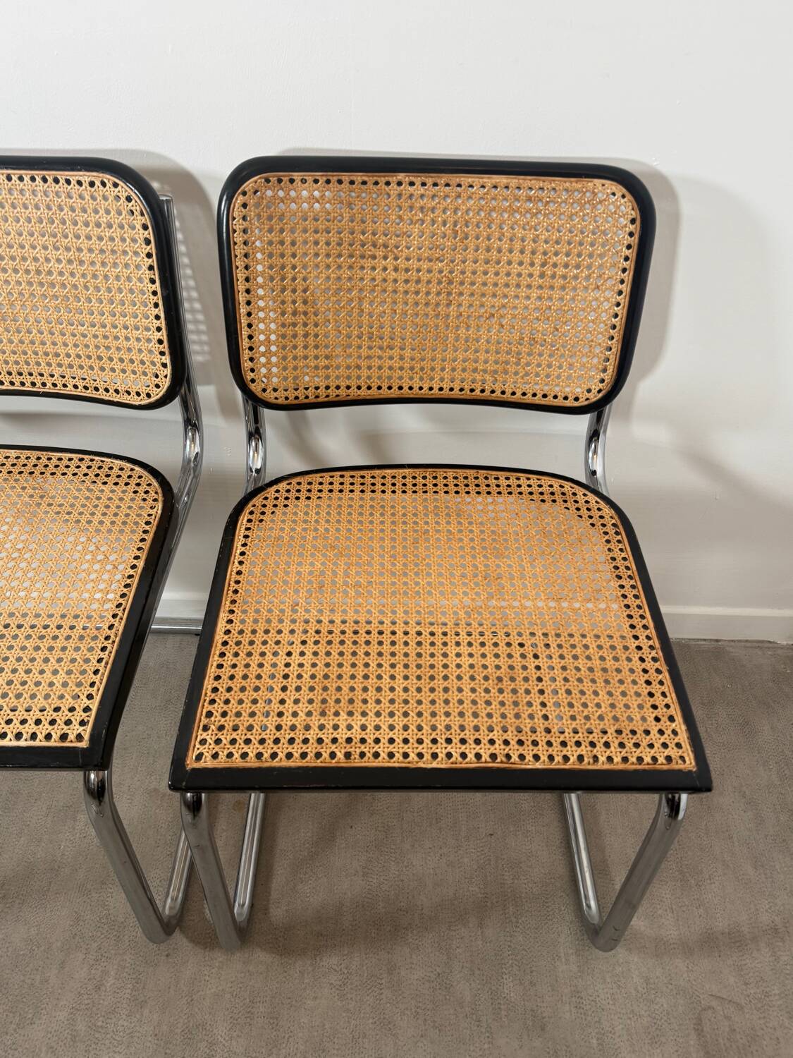 Four Marcel Breuer Cesca chairs Made in Italy