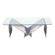 Table basse en métal chromé et cristal, 1970