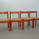 Lot de 4 chaises carimate rouges par Vico Magistretti