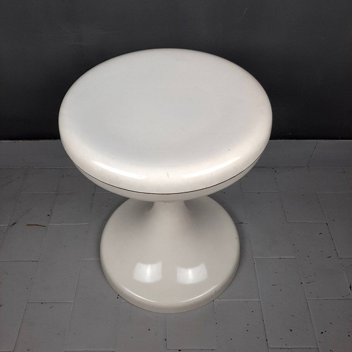 Jurcek stool in white plastic by Bogomir Zorman & Ljerka Finžgar for Meblo Yugoslavia, 1970s