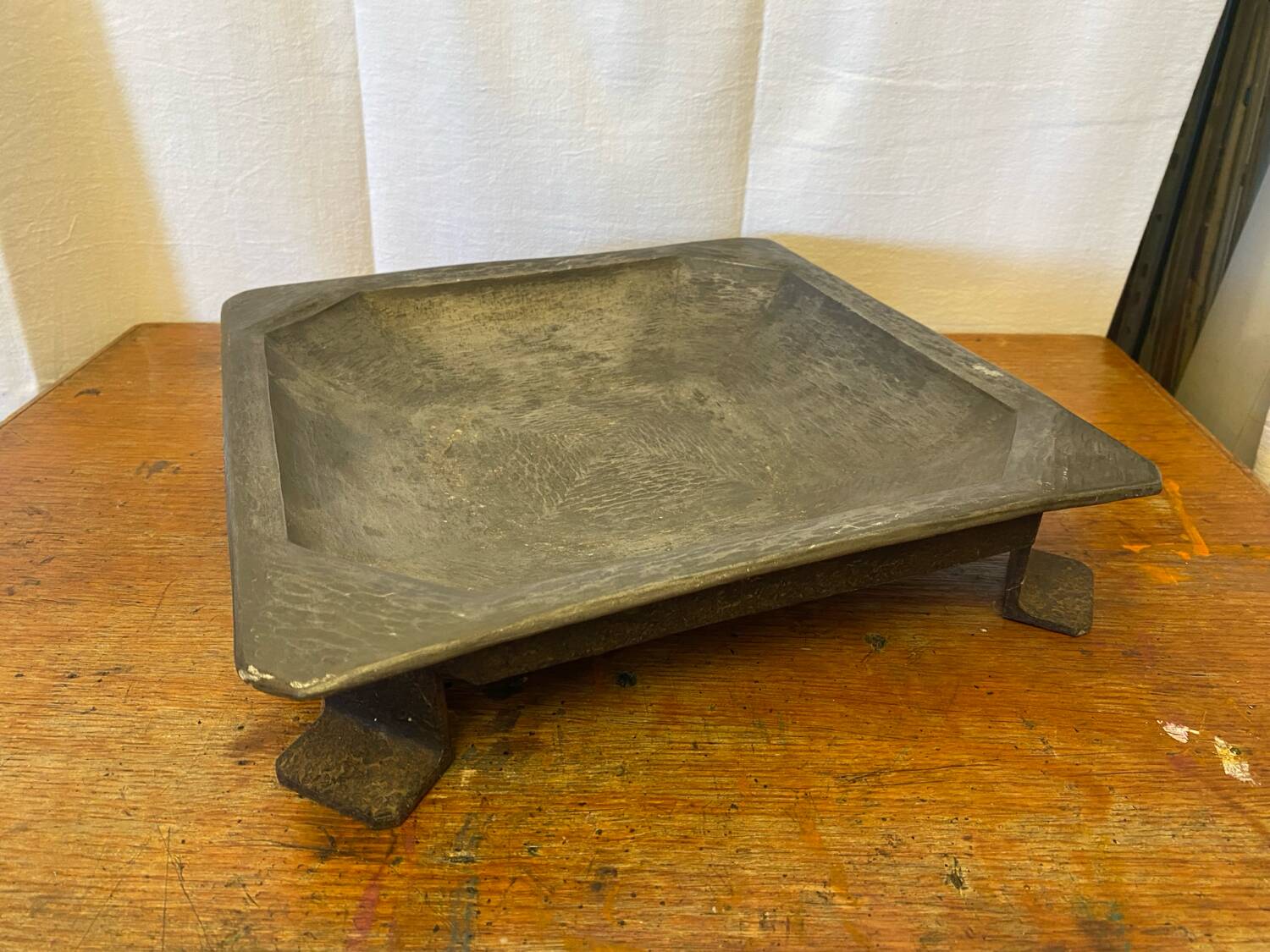 Antique Metal Centerpiece + Vintage Wrought Iron Stand