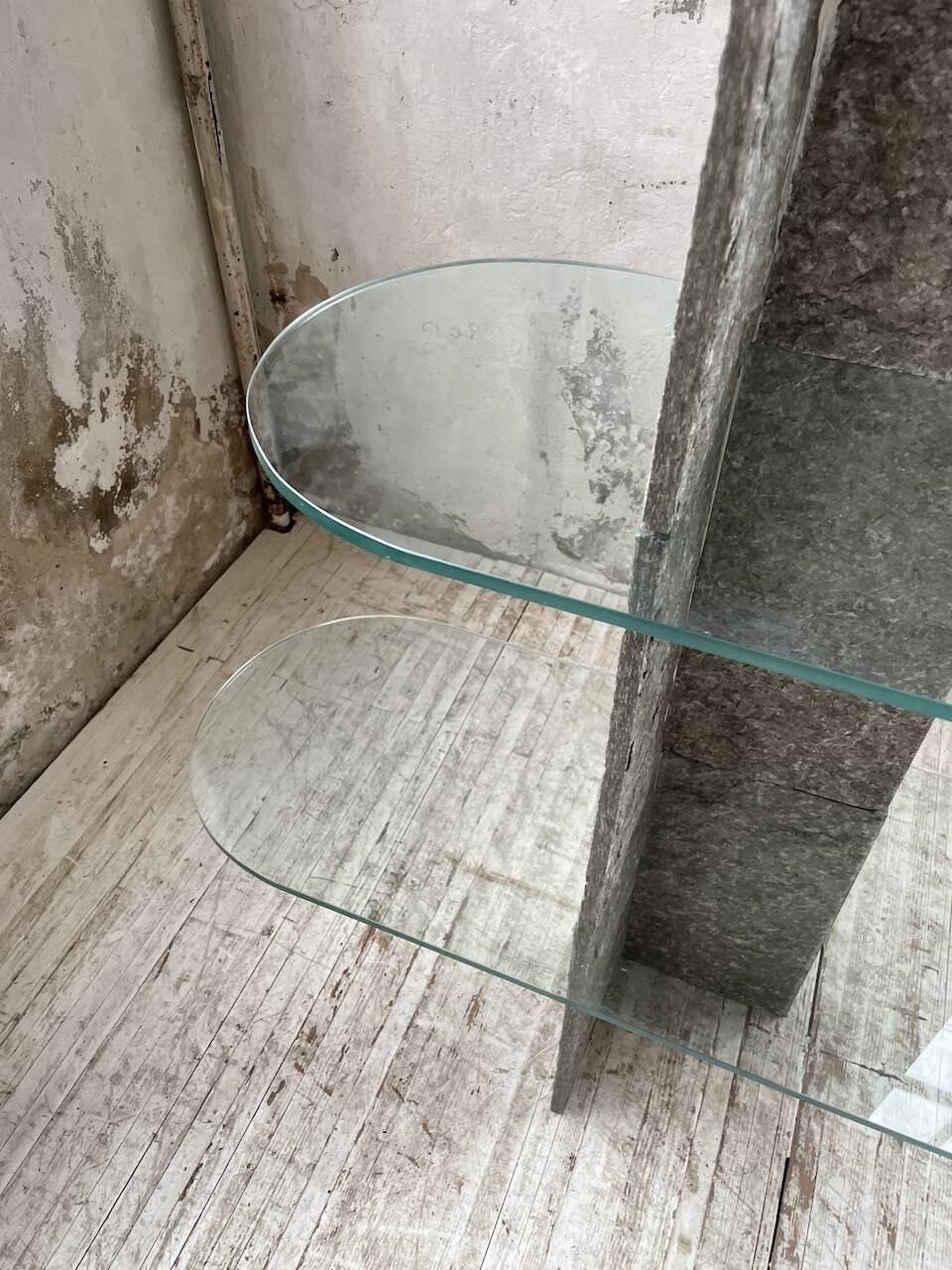 Roche Bobois stone and glass sculpture shelf 1970s