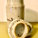 Signed spotted sandstone pickle pot