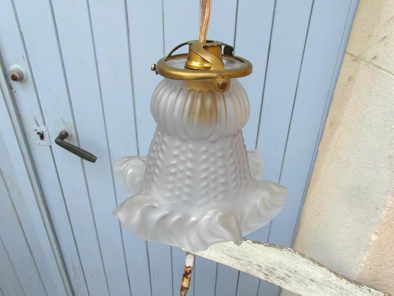 Art deco hanging in white opaque glass