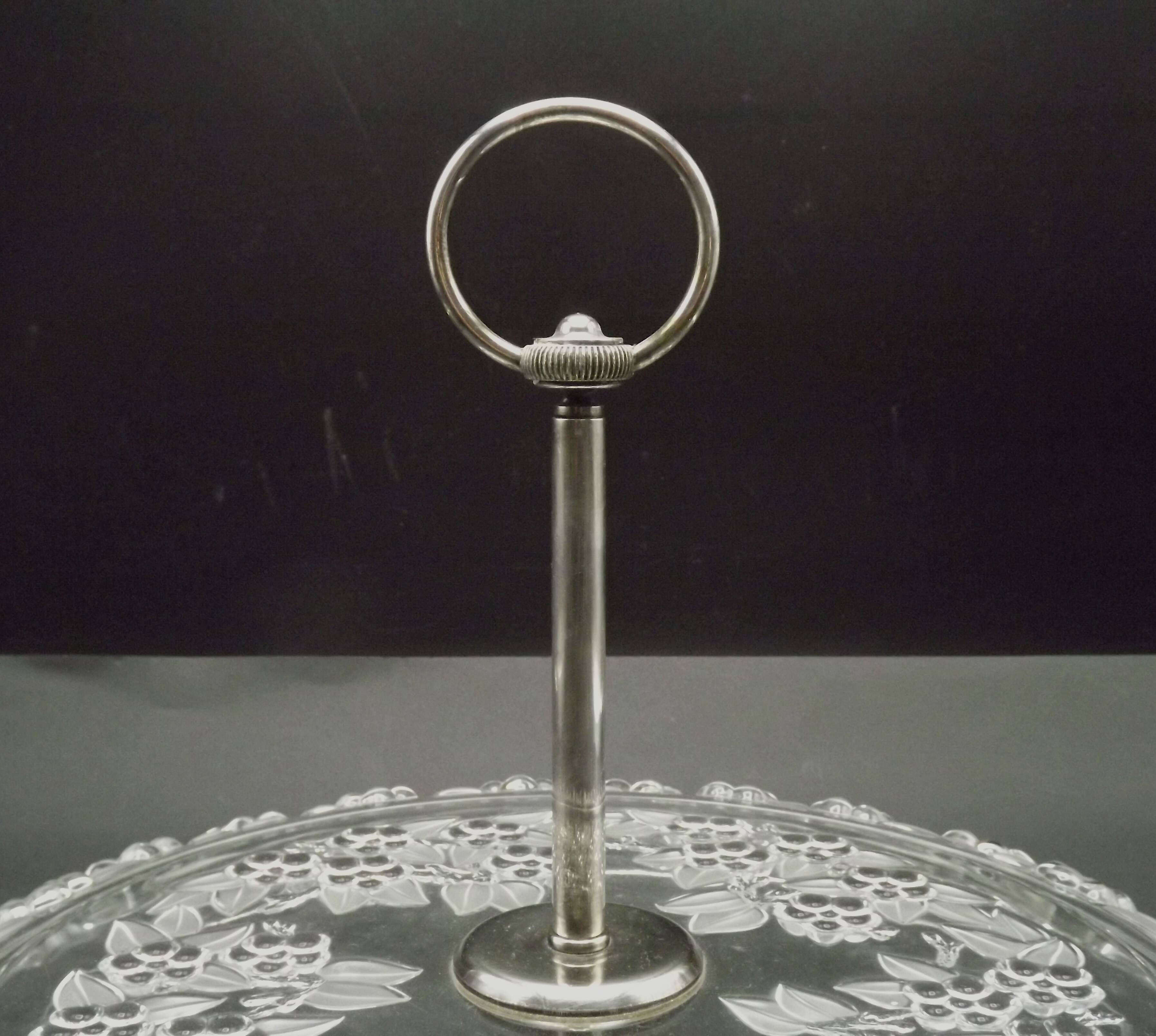 Vintage French Cheese & Sandwich Serving Plate Pressed Glass Floral ...