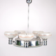 Lustre de style art déco machine age en chrome et verre dépoli, années 1940