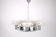 Art deco machine age style chandelier in chrome and frosted glass, 1940s