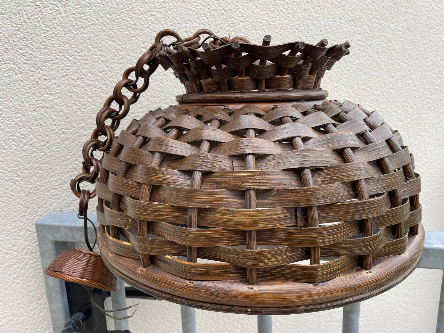 Pair of rattan ceiling lights