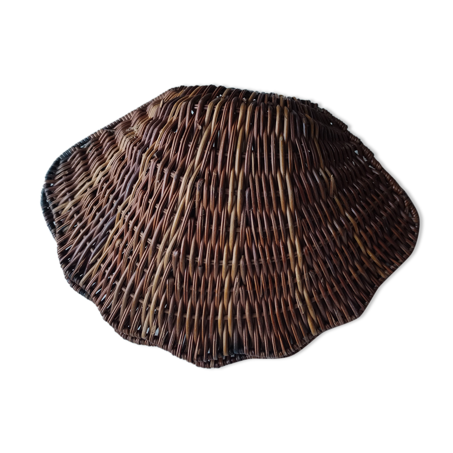 Vintage box in woven wicker shell shape