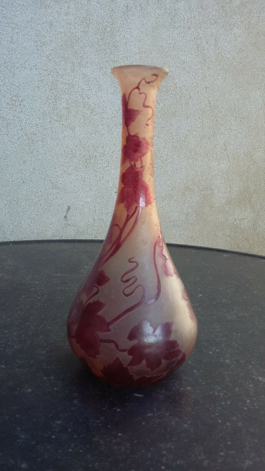 Soliflore Legras vase decorated with vine leaves