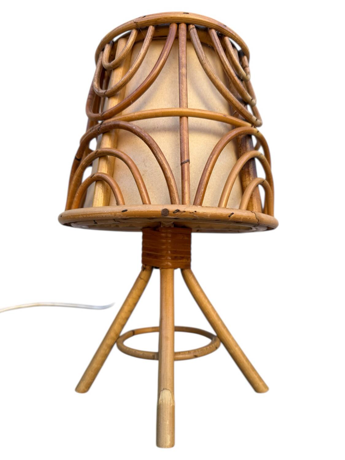 Set of 3 rattan lamps from the 1960s France