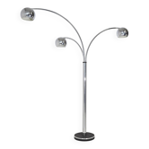 Lampadaire à 3 bras en métal chromé, années 1970