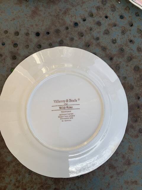 6 small earthenware dessert plates, Villeroy and Boch, wild rose, hawthorn, west germany