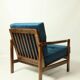 Vintage armchair navy blue velvet Mid century modern design by Zenon Bączyk 1965