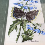 Tableau papillons en soie brodée
