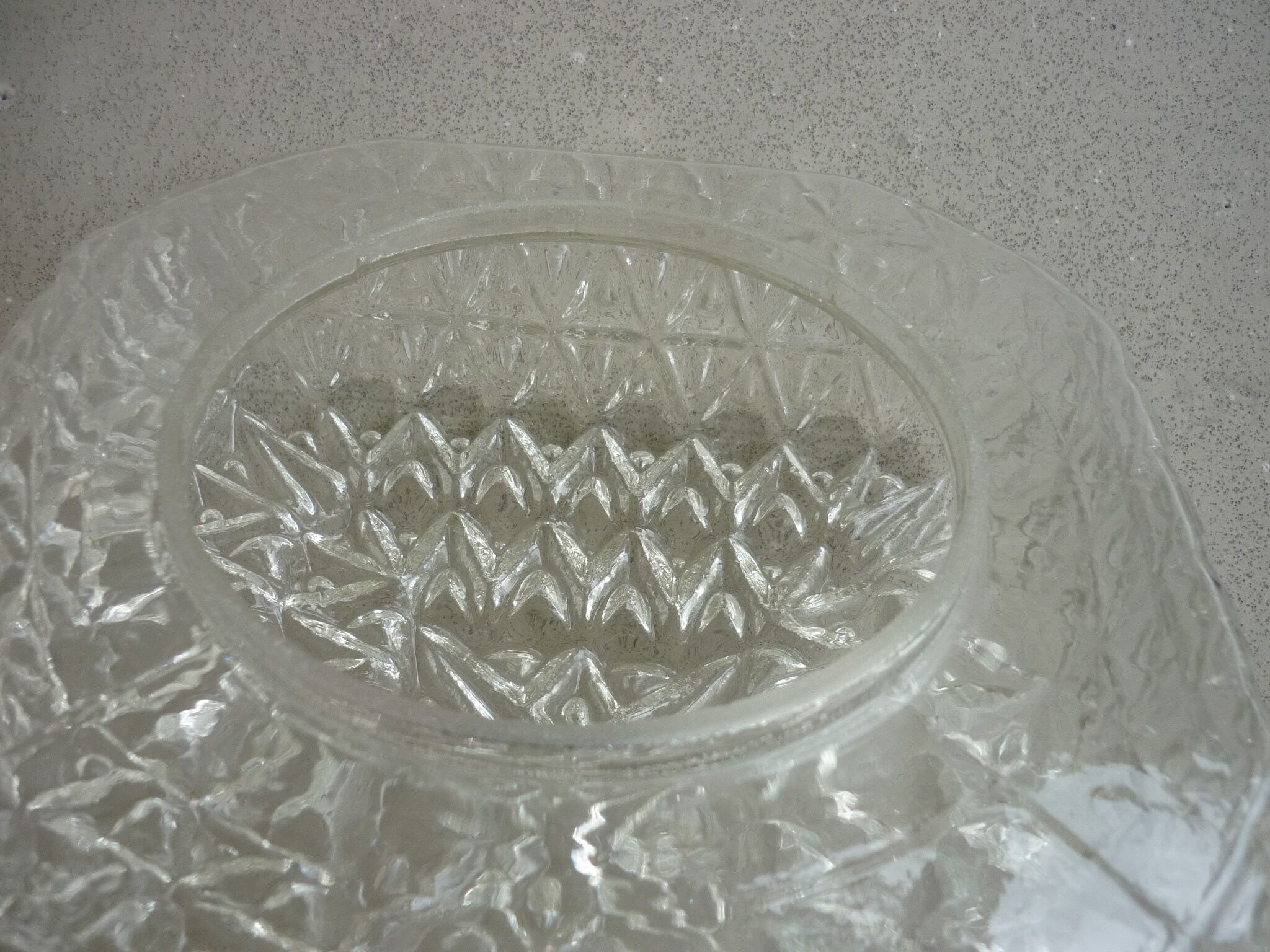 Vintage square ceiling light in 70s molded glass