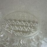 Vintage square ceiling light in 70s molded glass