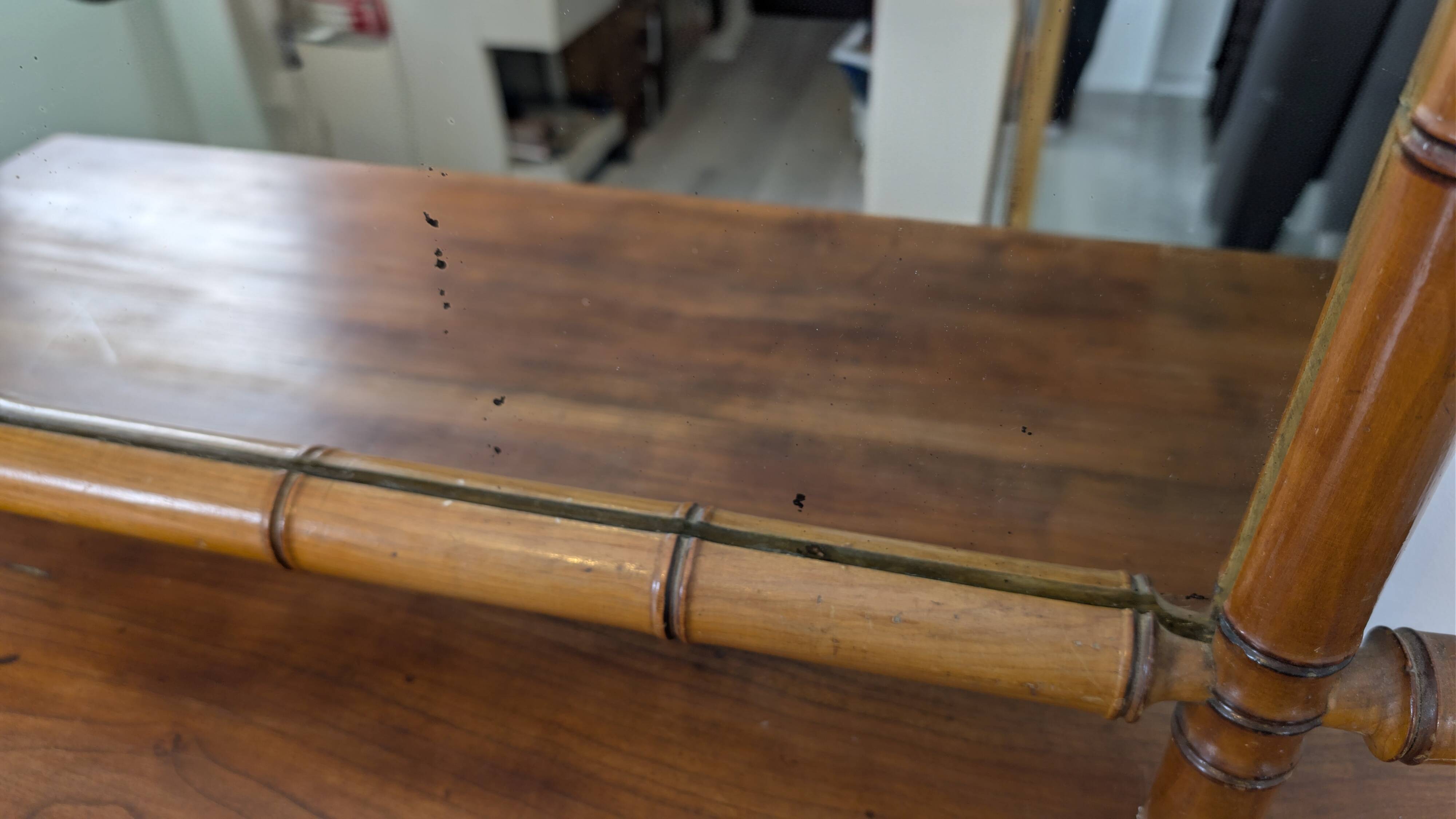 Vintage wooden mirror with bamboo imitation 102 x 75 cm – Exotic spirit