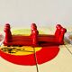 Vintage accordion coat rack in red painted wood