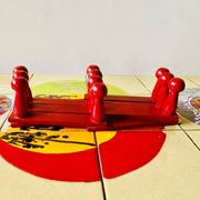Vintage accordion coat rack in red painted wood