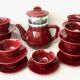 Set 12 coffee cups and vintage coffee maker