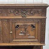 Early 20th century Breton oak serving trolley with a marble top