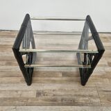 Black lacquered wicker coffee table with two glass tops