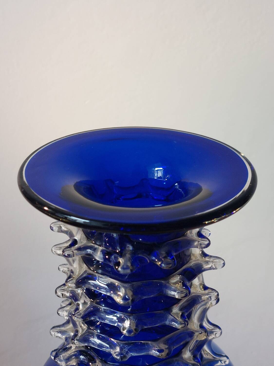 Vintage blue handmade glass vase Lwiw Ukraine