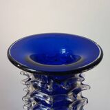 Vintage blue handmade glass vase Lwiw Ukraine